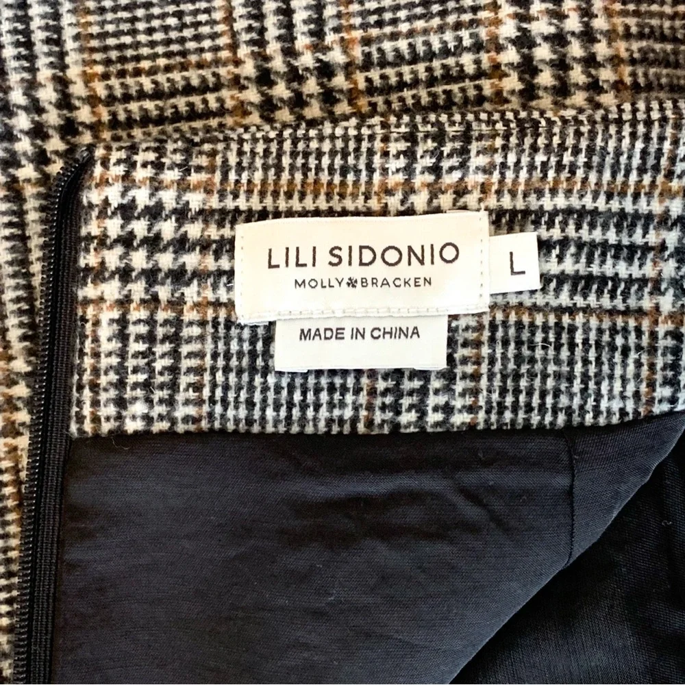 Plaid miniskirt Molly Bracken Lili Sidonio retro black white & brown size large